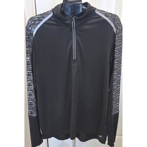 Men's Large Black Reflective Quarter Zip by bcg/BioViz‎ Long-Sleeve Thumb Holes